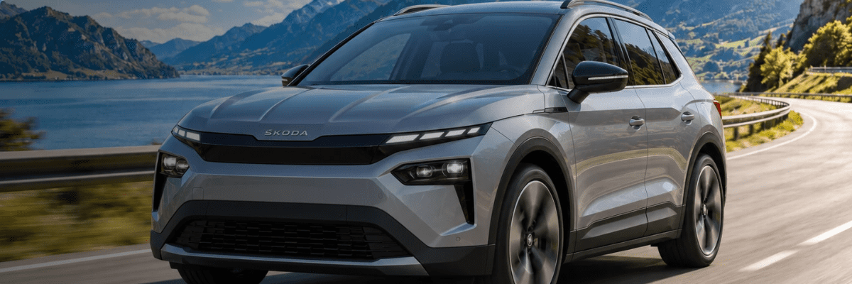 Skoda Elroq 60 fahrend frontal. (KI-generiert)