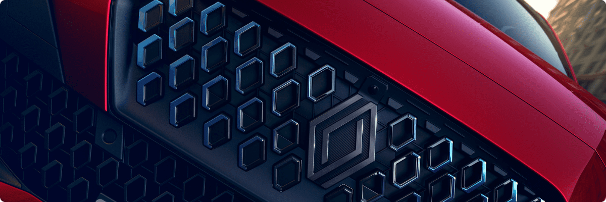 Renault Clio in rot Kühlergrill Nahaufnahme