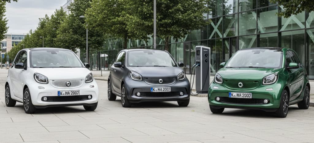  Smart Elektroauto an einer Ladesäule
