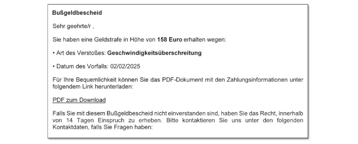 Gefälschte E-Mail im Stil des KBA