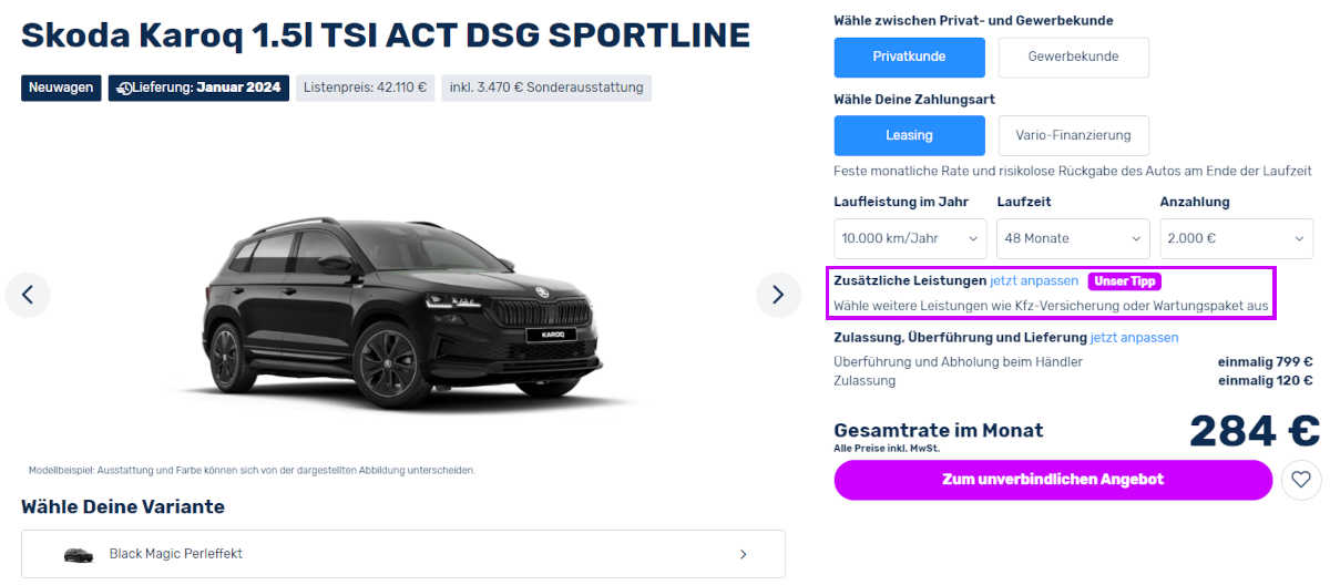 Deal-Seite Skoda Karoq