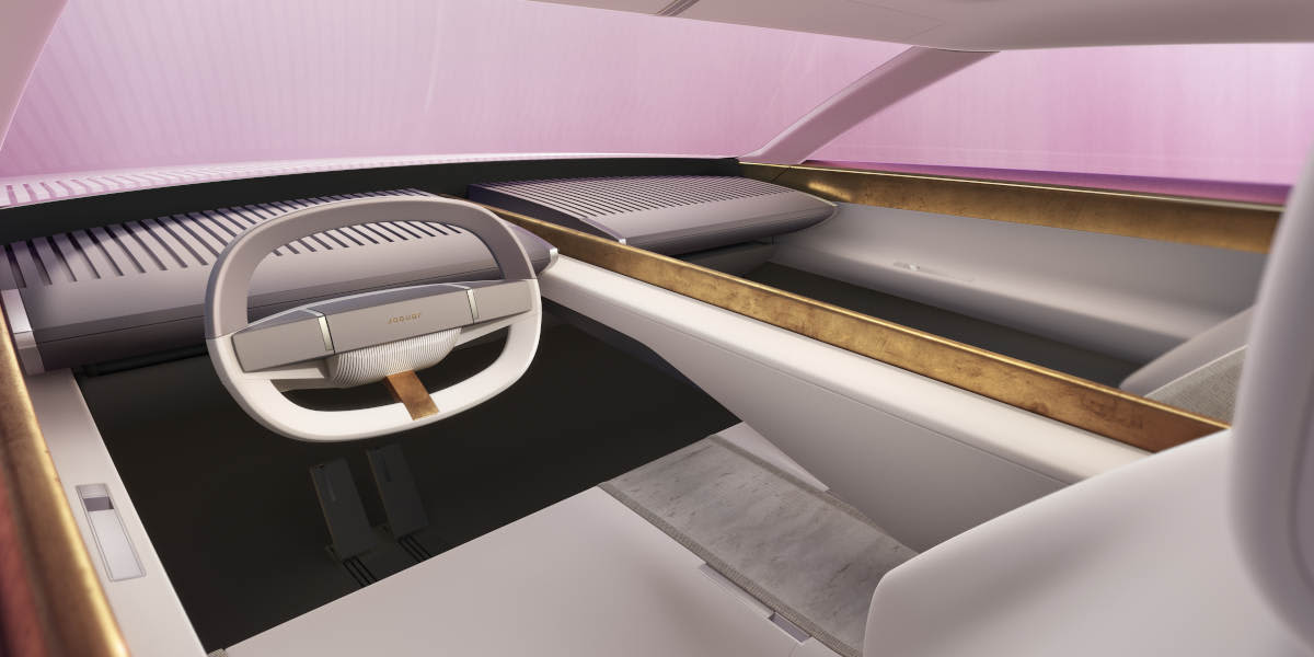 Jaguar Type 00 Innenraum dezentes Interieur weißes Lenkrad