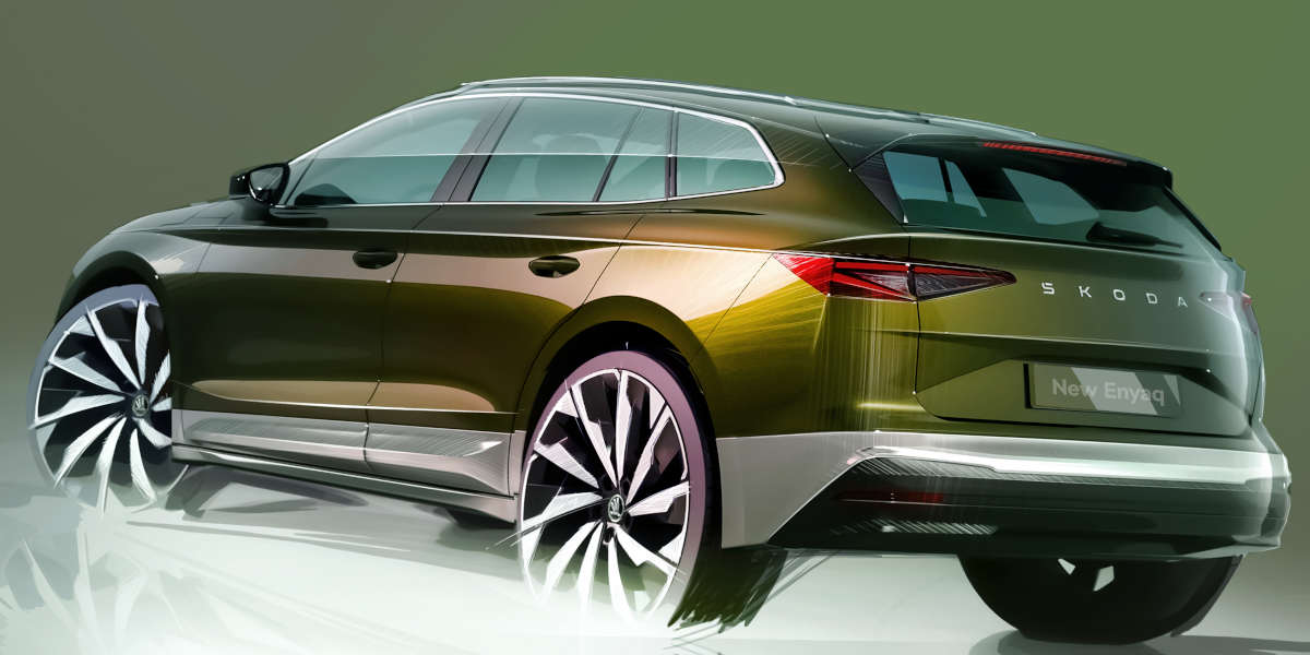 Skoda Enyaq Teaser Skizze grün