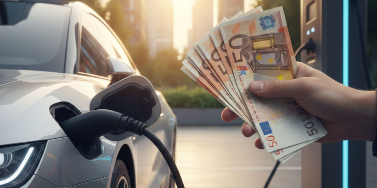 Elektroauto Geldbündel Euroscheine Prämie