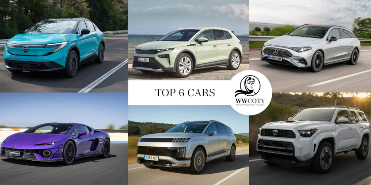 WWCOTY 2026 - Die 6 Sieger-Autos auf einem Bild (Collage) zu sehen.