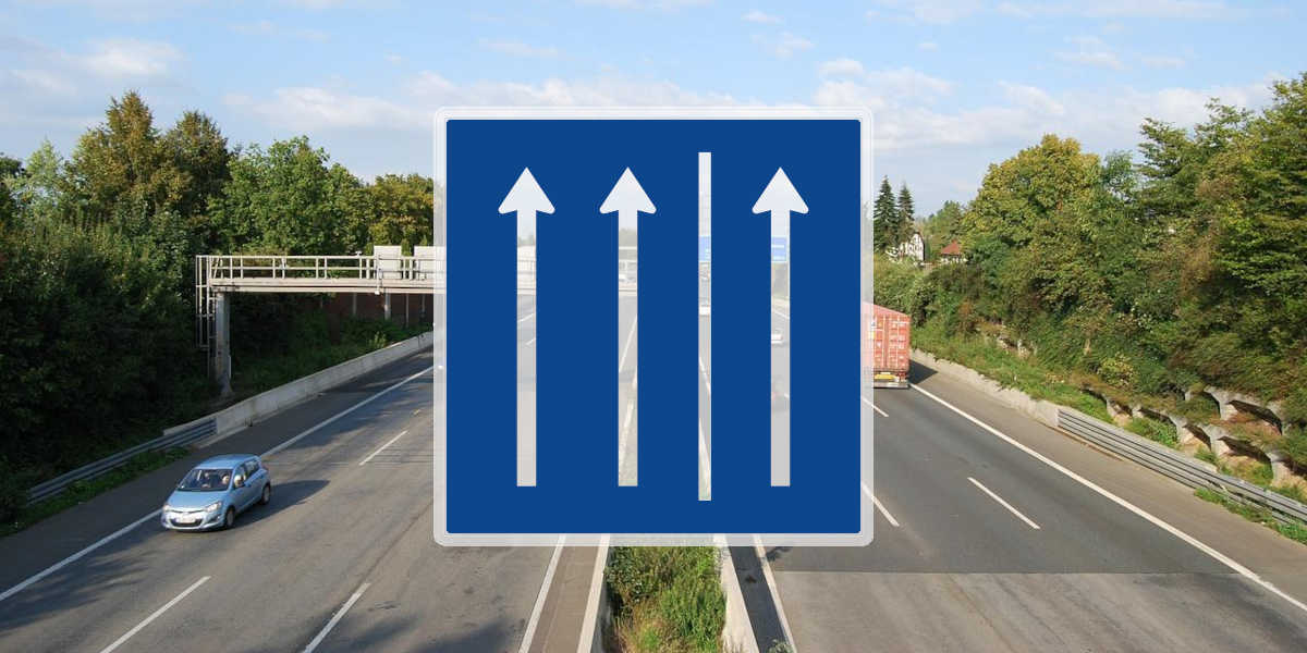 Autobahn Schild Seitenstreifen befahren