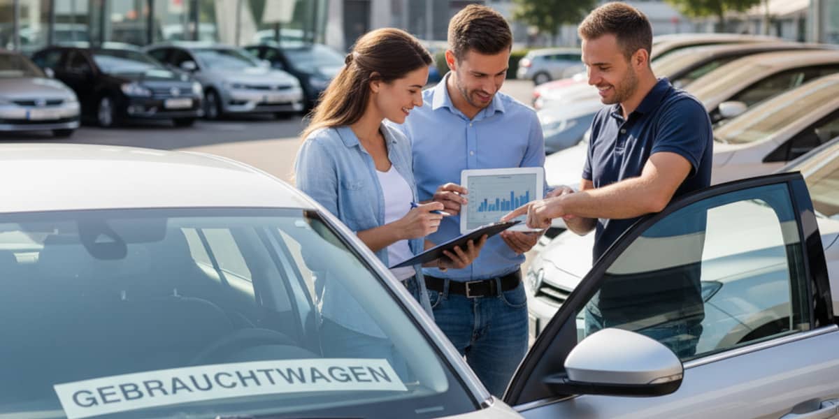Gebrauchtwagen Leasing Finanzierung Autohaus Personen Parkplatz