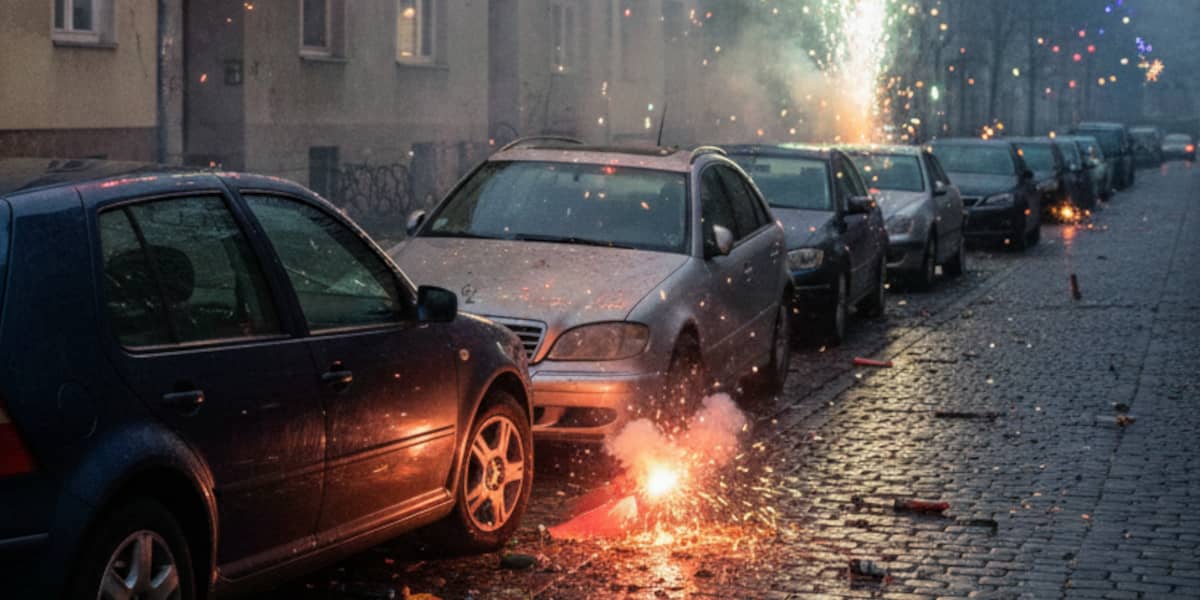 Silvester Neujahr parkende Autos Raketen Schäden