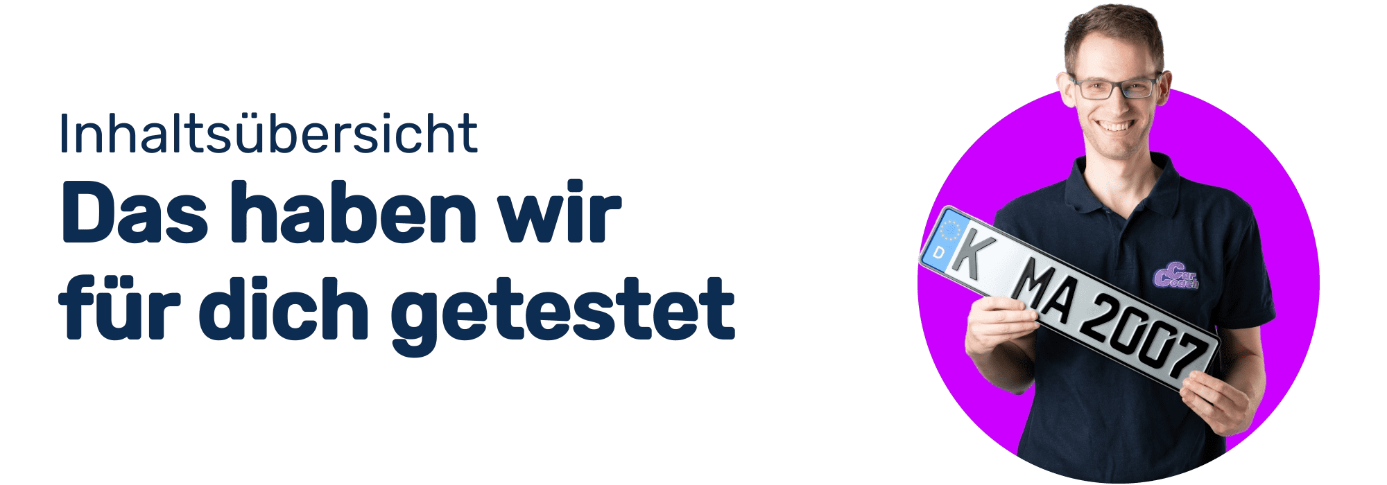 CarCoach Banner - Inhalt - Das haben wir für dich getestet - David - Nummernschild
