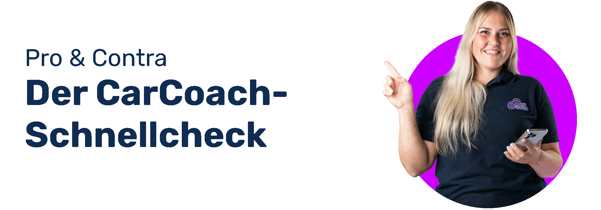 CarCoach  Evelin Handy Finger zeigen links oben