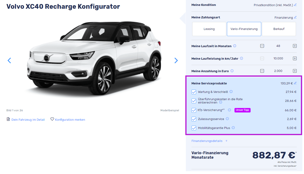 Das Volvo-All-Inclusive-Leasing im Konfigurator auswählen | © MeinAuto.de