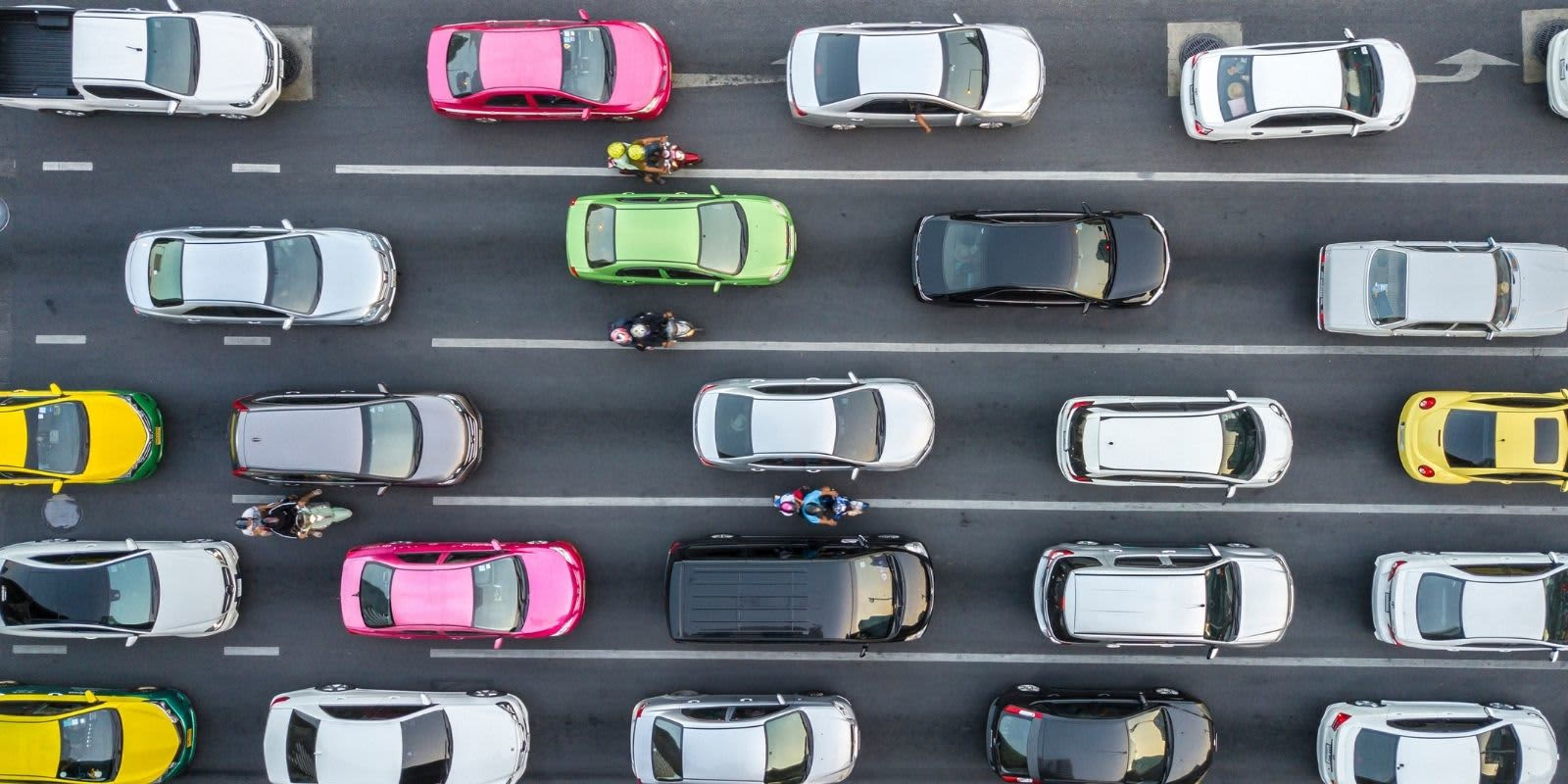 Verkehr Straße Autos Vogelperspektive