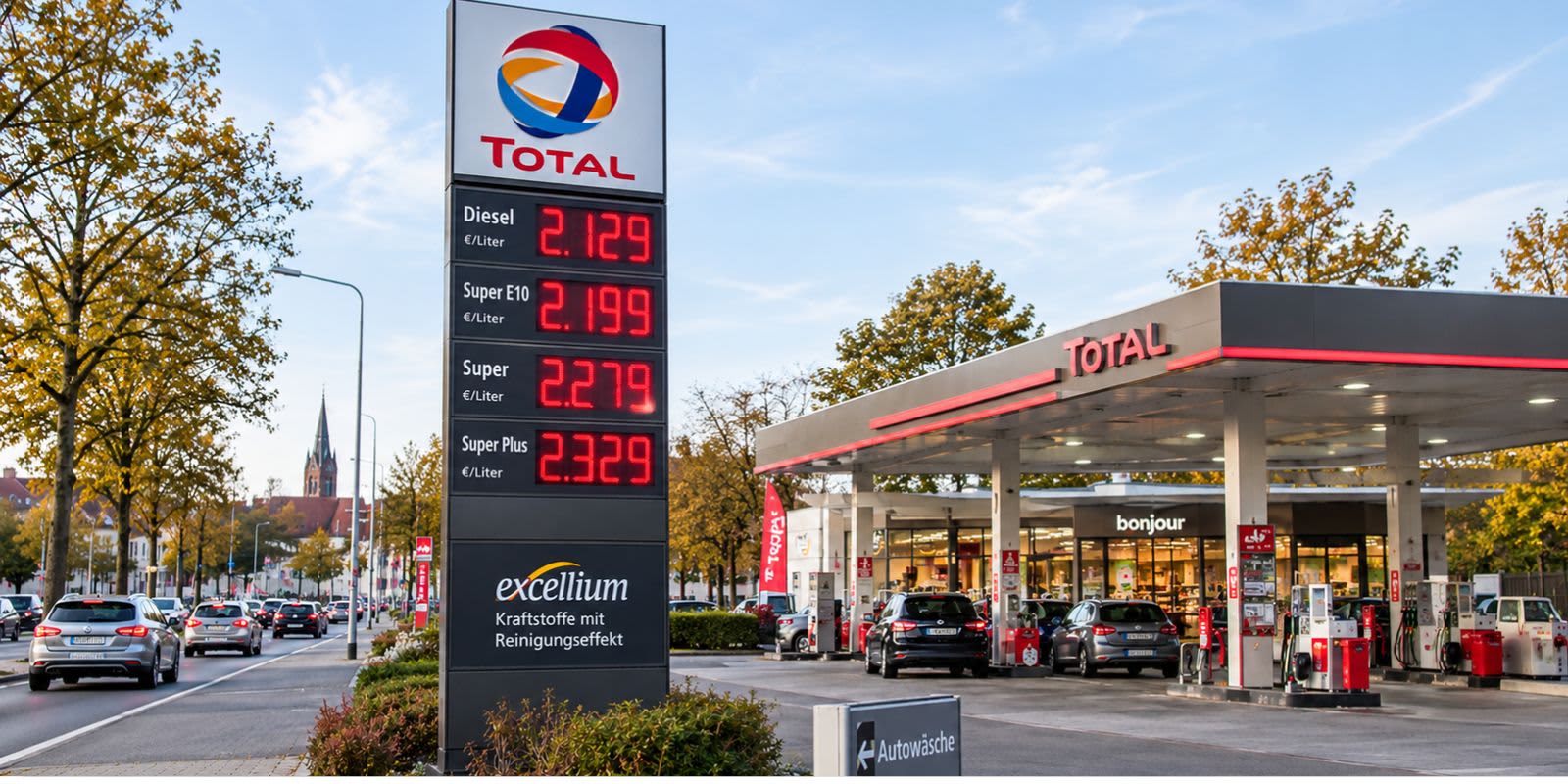 Total Tankpreis Tafel. (KI-generiert)