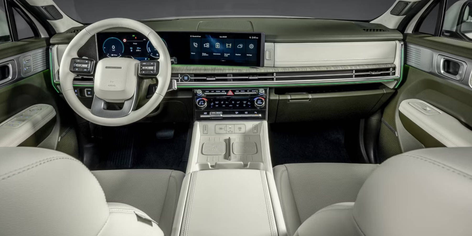 Hyundai Santa Fe Hybrid Innenraum Übersicht Cockpit