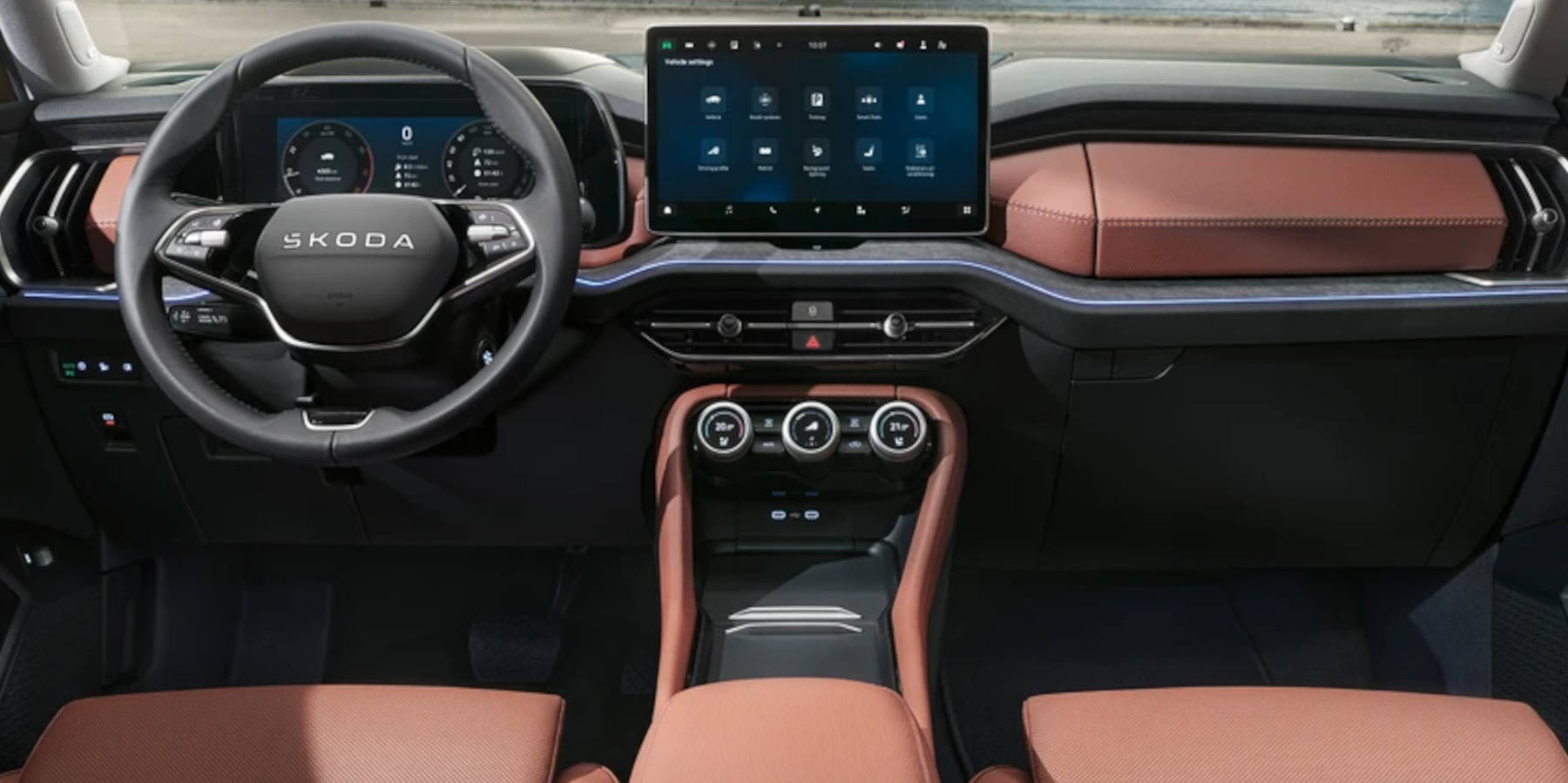 Skoda Kodiaq Innenraum Übersicht Cockpit