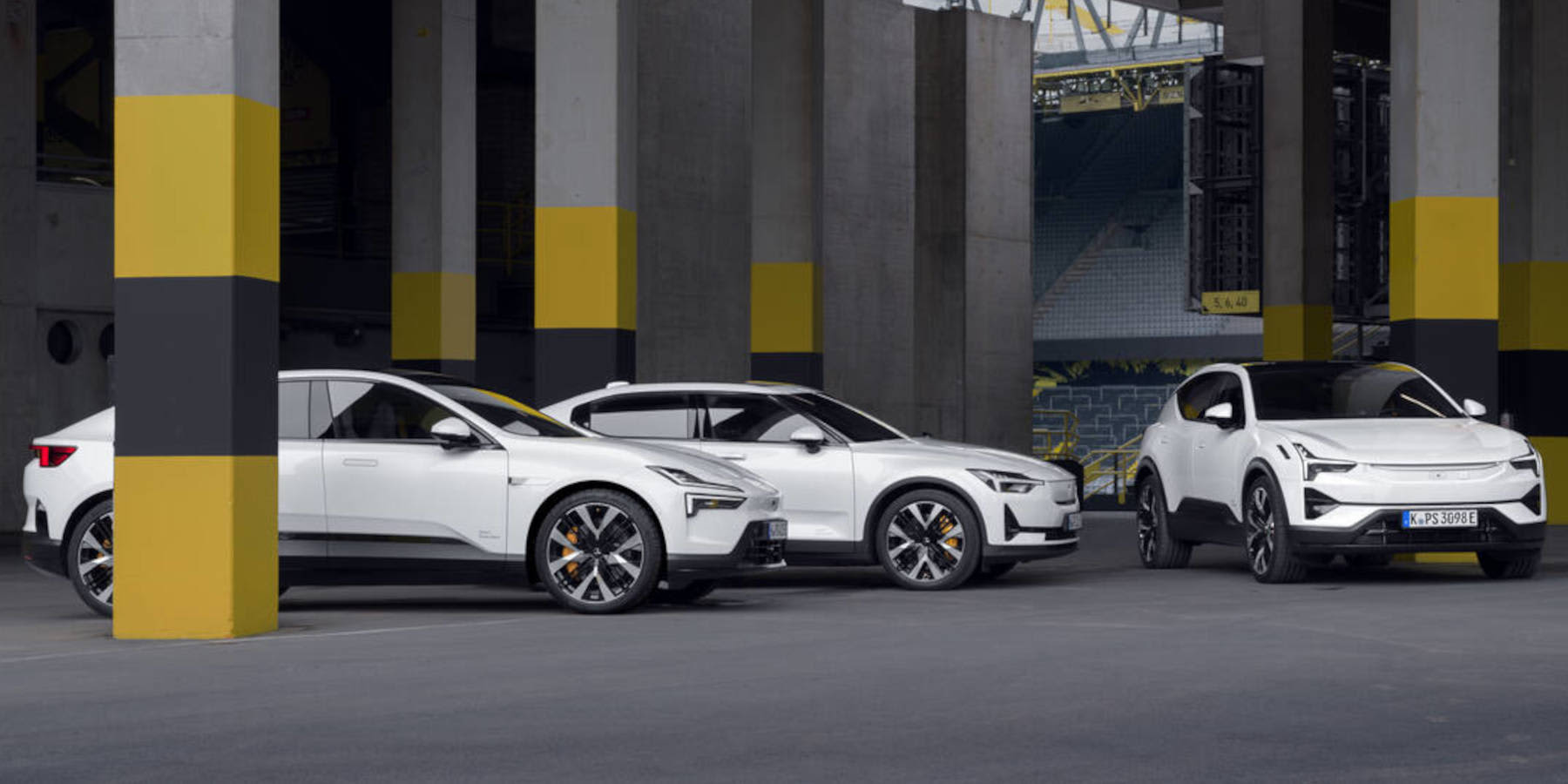 drei weiße Polestar Modelle