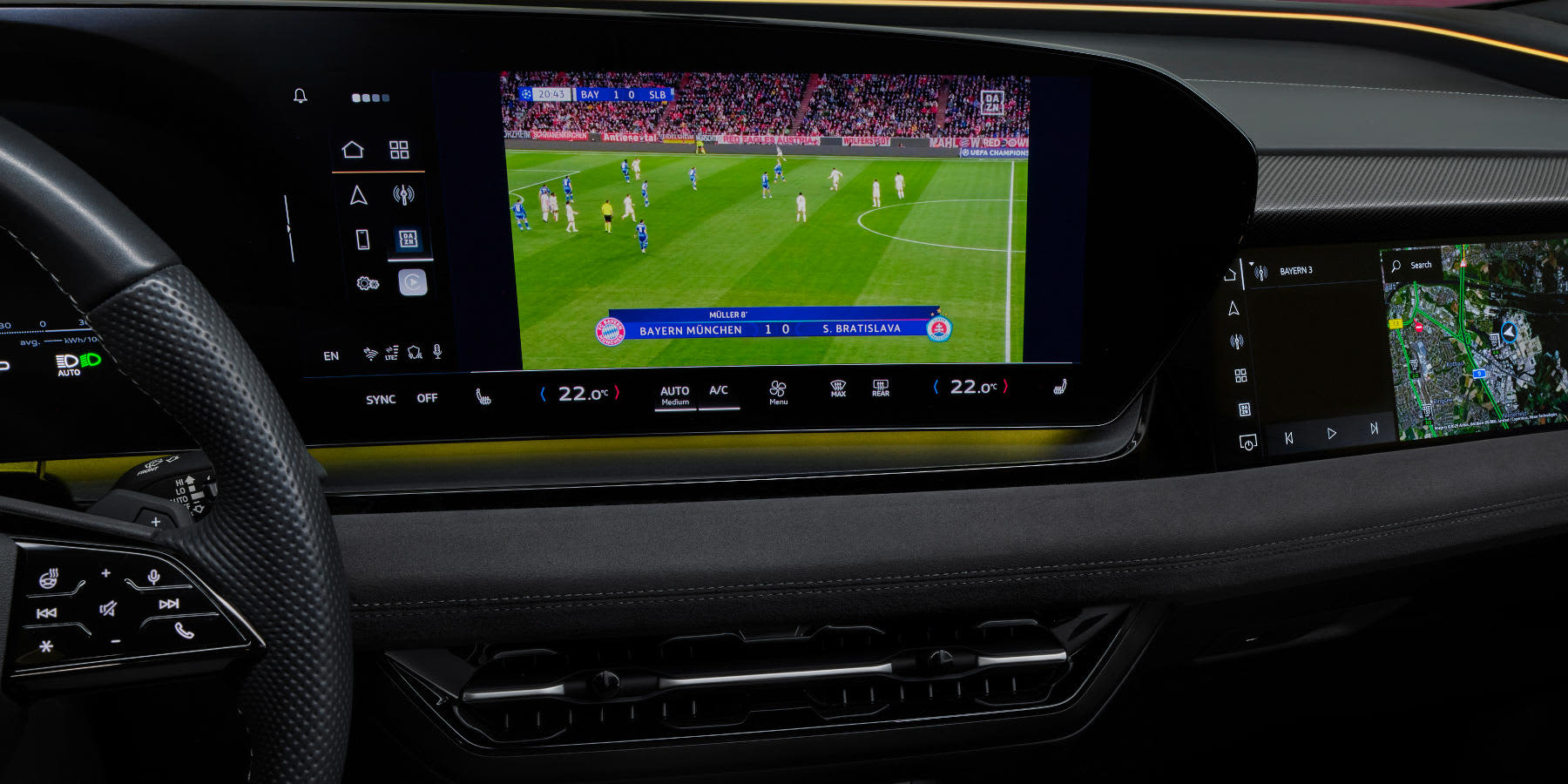 Audi DAZN Streaming Sport Fußball Display