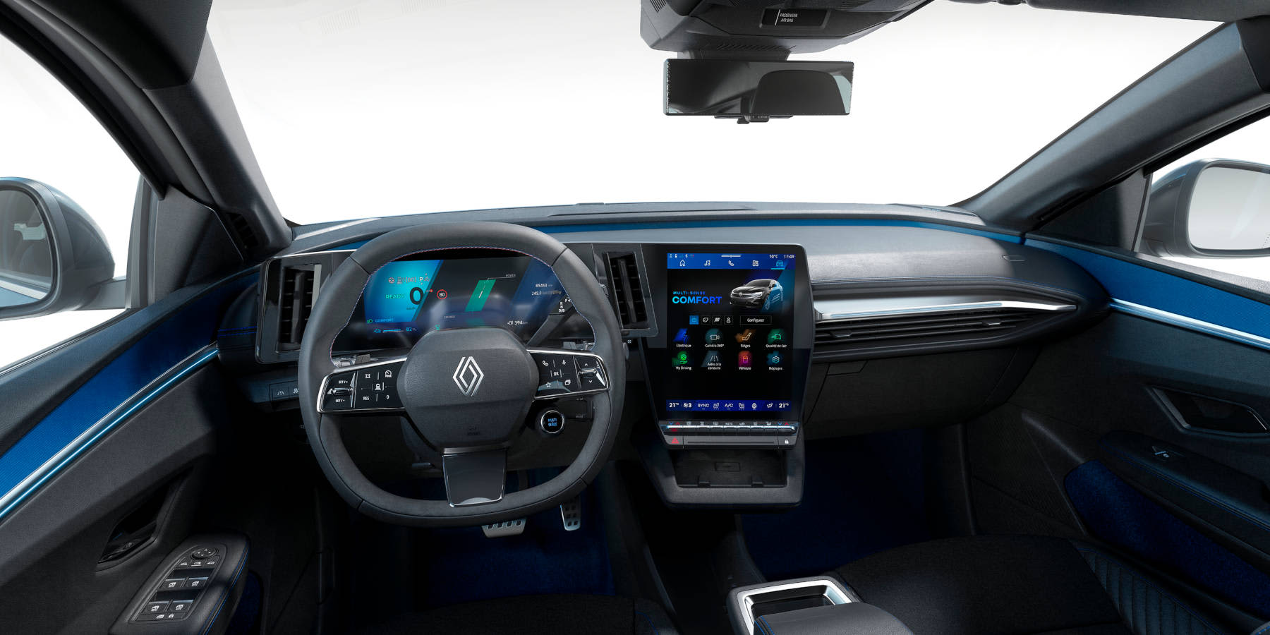 Renault Megane E-Tech Electric Innenraum: Blick auf Lenkrad und Cockpit