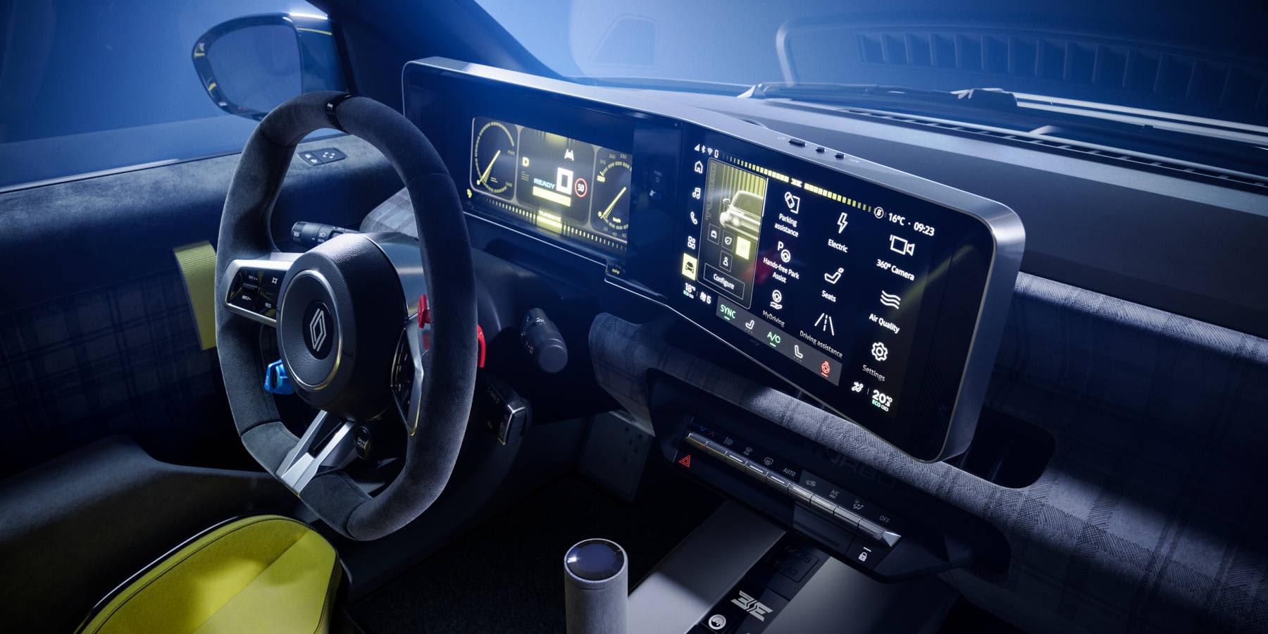 Renault 5 Turbo 3E Innenraum Cockpit Displays