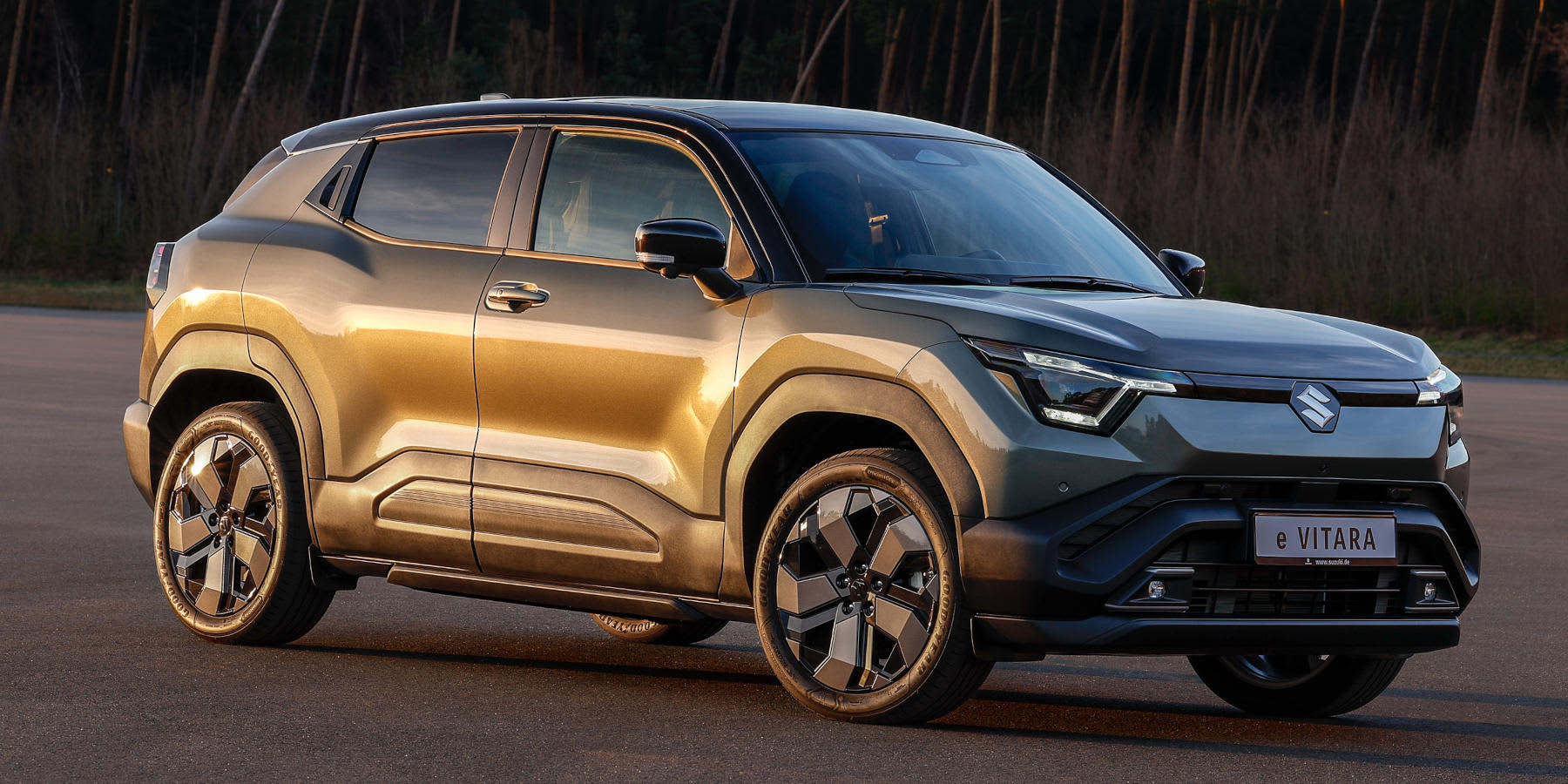 Suzuki e Vitara seitlich im Sonnenschein