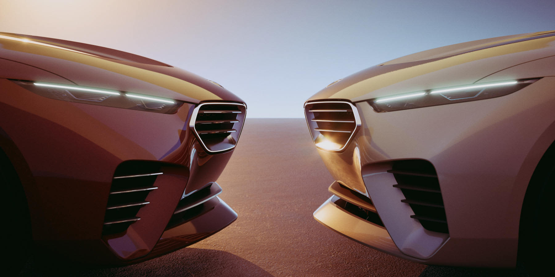BMW Concept Speedtop Großaufnahme Front an Front: zwei Modelle stehen sich gegenüber