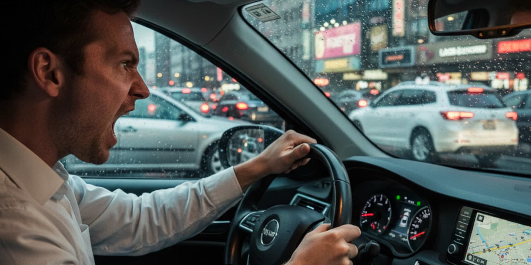 Autofahrer am Steuer Wut Verkehr Aggressiv
