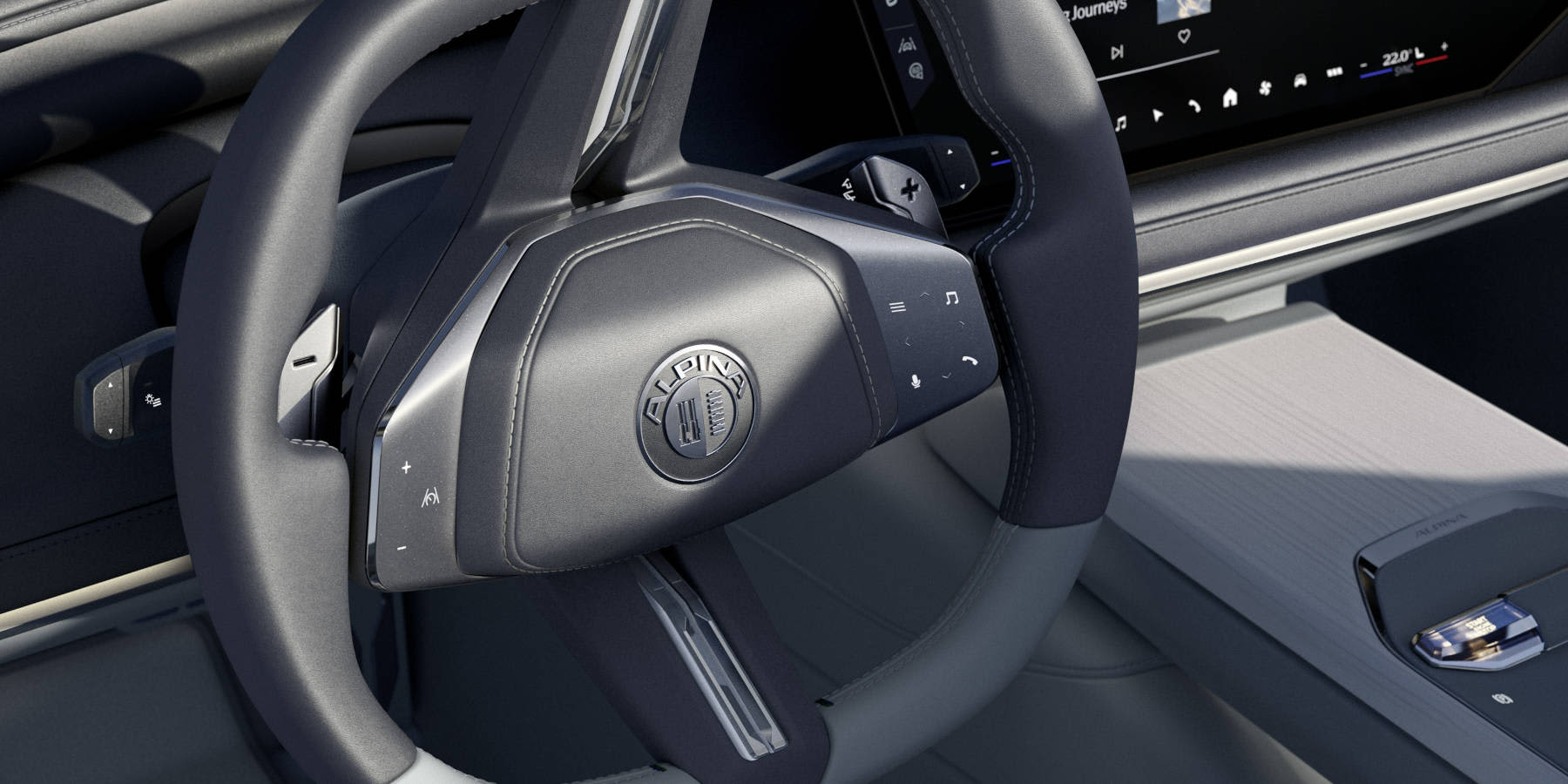 BMW Vision Alpina V8-Coupe Cockpit Lenkrad Nahaufnahme