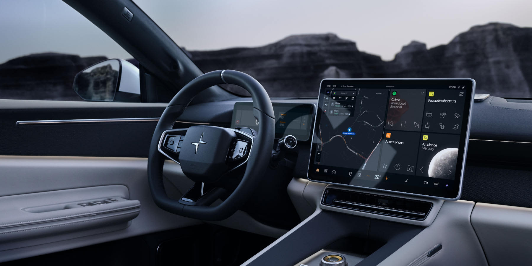 Polestar 4 Innenraum CockpitBlick nach vorne
