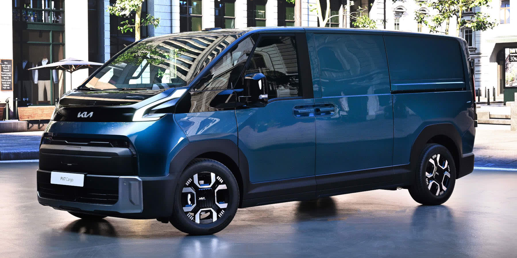 Kia PV7 Cargo Front blau
