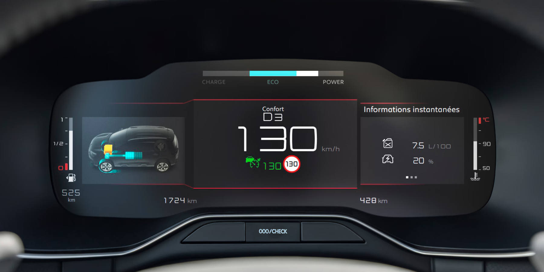 Citroen C5 Aircross Tempoanzeige