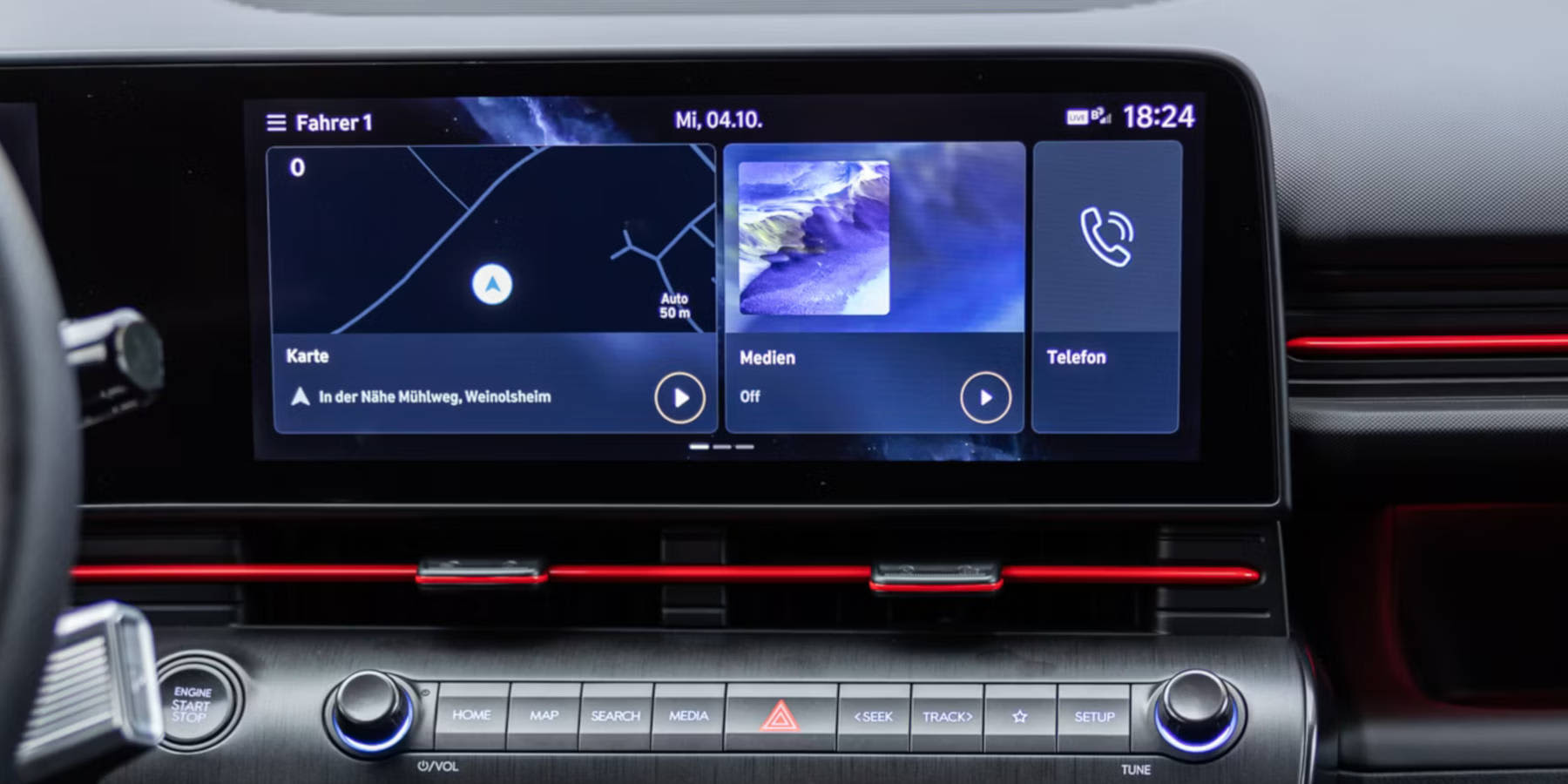Hyundai Kona Hybrid Innenraum Infotainment