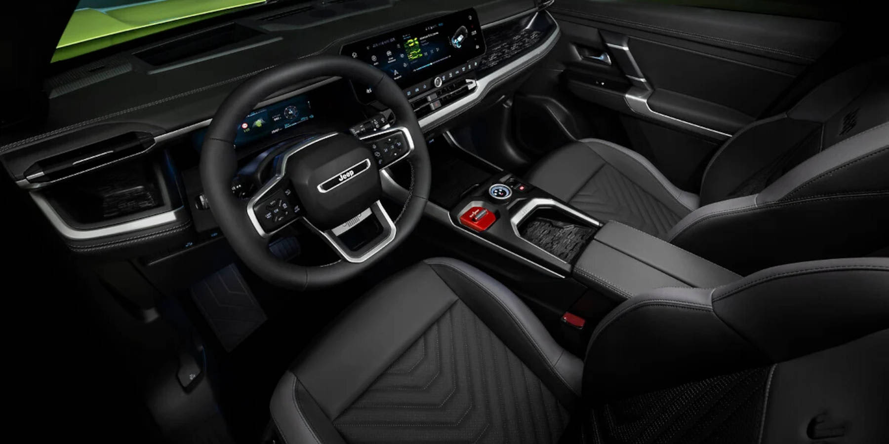 Jeep Compass Elektro Innenraum Übersicht Cockpit