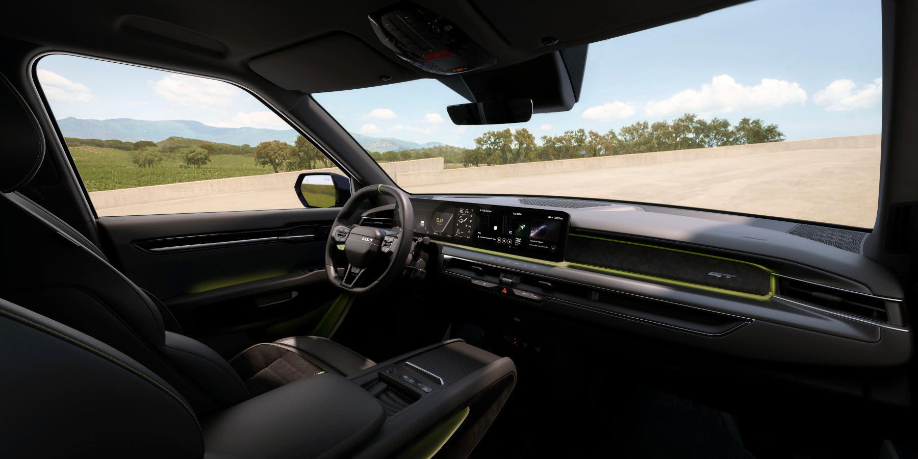 Kia EV9 GT Innenraum Cockpit: Blick von der Seite