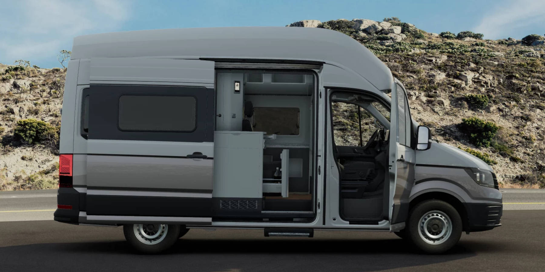 VW Grand California Seitenansicht offen