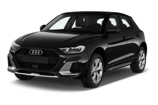 Schräge Frontansicht auf einen Audi A1 allstreet, freigestellt