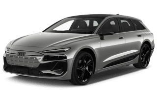 Schräge Frontansicht auf einen Audi A6 e-tron , freigestellt