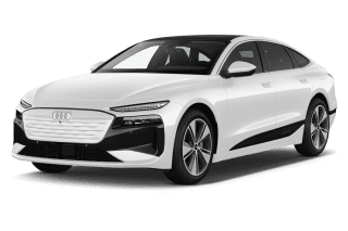 Schräge Frontansicht auf einen Audi A6 e-tron , freigestellt