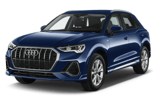 Schräge Frontansicht auf einen Audi Q3 , freigestellt