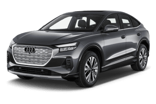 Schräge Frontansicht auf einen Audi Q4 Sportback e-tron , freigestellt