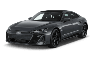 Schräge Frontansicht auf einen Audi e-tron GT , freigestellt