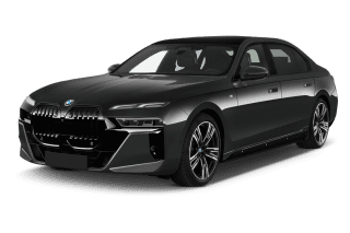 Schräge Frontansicht auf einen BMW i7 , freigestellt