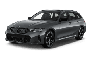 Schräge Frontansicht auf einen BMW 3er-Reihe , freigestellt