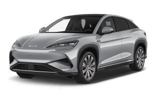 Schräge Frontansicht auf einen BYD Sealion 7 Excellence, freigestellt