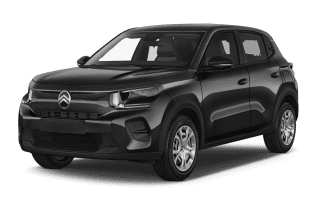 Schräge Frontansicht auf einen Citroën ë-C3 YOU, freigestellt