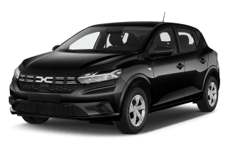 Schräge Frontansicht auf einen Dacia Sandero Essential, freigestellt