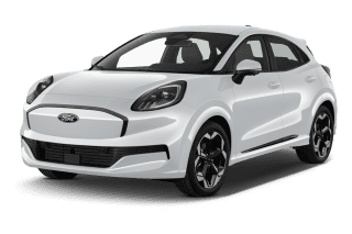 Schräge Frontansicht auf einen Ford Puma Gen-E Premium, freigestellt