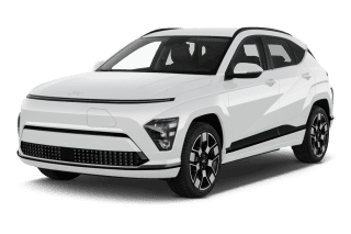 Schräge Frontansicht auf einen Hyundai Kona Elektro Prime, freigestellt