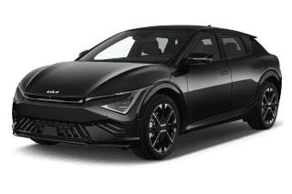 Schräge Frontansicht auf einen Kia EV6 GT, freigestellt