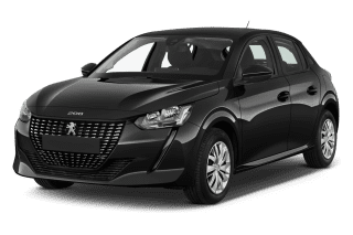 Schräge Frontansicht auf einen Peugeot 208 Allure, freigestellt