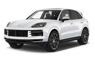 Schräge Frontansicht auf einen Porsche Cayenne Turbo, freigestellt